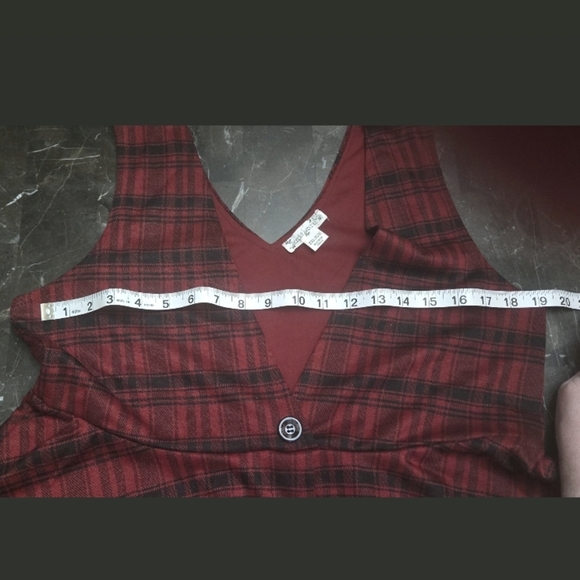 Girls XXL Plus Knit Works Kohls Button Front Jumper Dress Red Plaid Christmas π - Picture 12 of 13